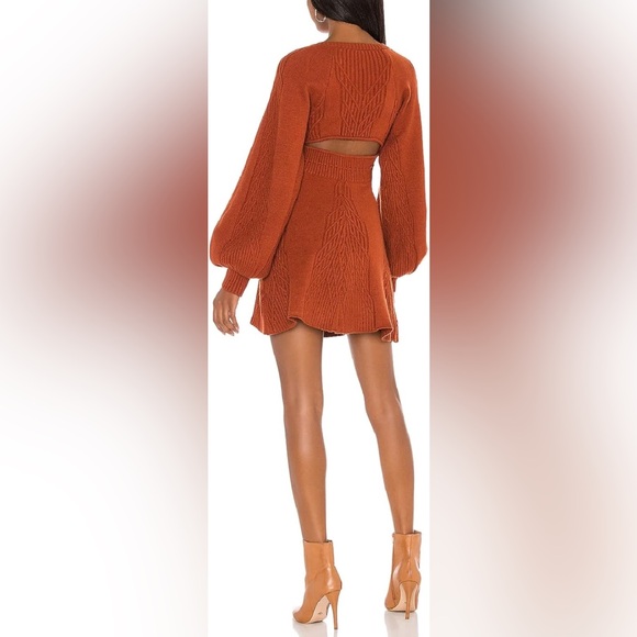 Free People Emmaline Long Sleeve Sweater Dress Cinnamon L Ptp 14 super stretchy - Picture 2 of 12